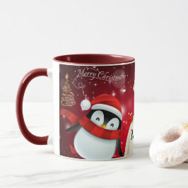 ペンギンパーソナライズされた&ベアーメリークリスマスコーヒー マグカップ