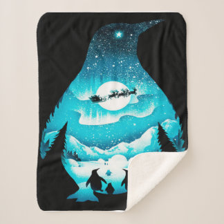 ペンギンパーソナライズされた |誕生日カード シェルパブランケット