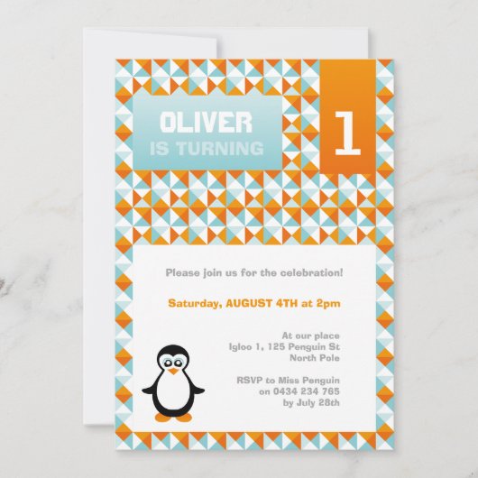 ペンギンパーティの招待状 招待状 (正面)