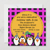 ペンギンパーティーカスタマイズ誕生日招待状 招待状 (裏面)