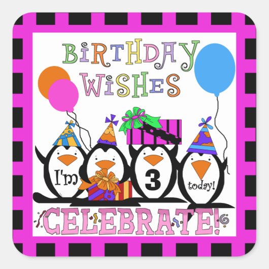 ペンギンパーティーカスタムシール スクエアシール (正面)