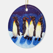ペンギンパーティーラウンドオーナメントウィンターおもしろい セラミックオーナメント (左)