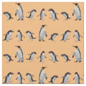 ペンギンパーティー生地 (オレンジ) ファブリック (クローズアップ)
