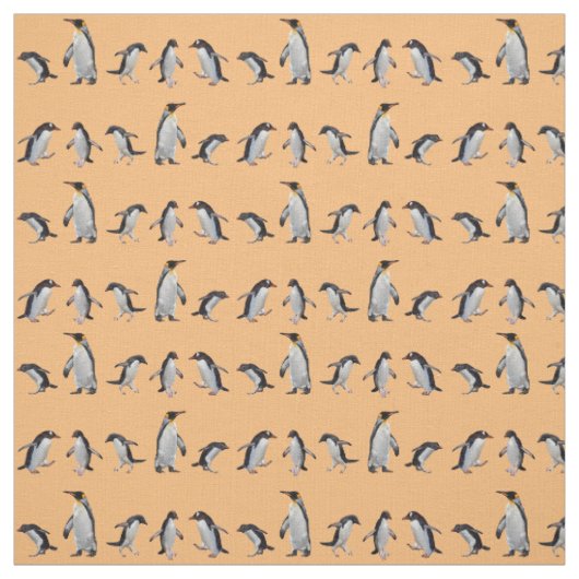 ペンギンパーティー生地 (オレンジ) ファブリック (見本)