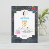 ペンギンパートリング – 動物パーティーボーイガール誕生日 招待状 (スタンド正面)