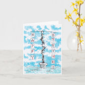 ペンギンピラミッド誕生日カード カード (黄色い花)