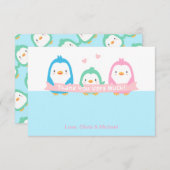 ペンギンファミリーかわいいベビーシャワーサンキューカード サンキューカード (正面/裏面)