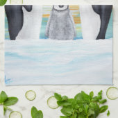 ペンギンファミリーとベビーペンギン キッチンタオル (折り畳み)