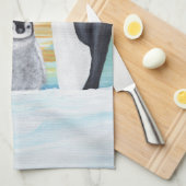 ペンギンファミリーとベビーペンギン キッチンタオル (四つ折り)