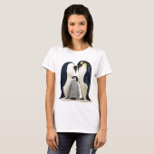 ペンギンファミリーのデザインの女性用Tシャツ Tシャツ (正面フル)