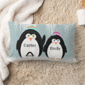 ペンギンファミリーインスノーフレーク装飾用クッション ランバークッション (ブランケット)