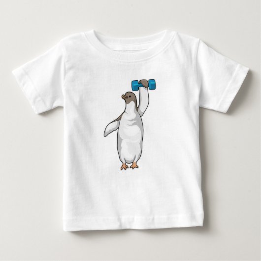 ペンギンフィットネスダンベル ベビーTシャツ (正面)