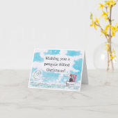 ペンギンフィルドクリスマスカード カード (黄色い花)