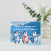 ペンギンフラットグリーティングカードからの水色アドバイス 招待状 (スタンド正面)