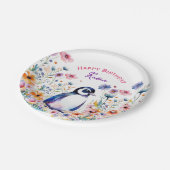 ペンギンフラワーズガールズ誕生日 パーソナライズされた ペーパープレート (アングル)