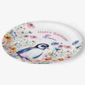 ペンギンフラワーズガールズ誕生日 パーソナライズされた ペーパープレート (アングル)