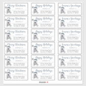 ペンギンブルー |灰色のクリスマス住所 シール (シート)