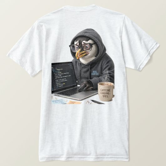 ペンギンプログラマー Tシャツ (デザイン裏面)