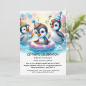 ペンギンプールパーティーの誕生日招待状 招待状 (スタンド正面)