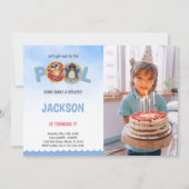 ペンギンプール誕生日招待状（写真付き） 招待状 (正面)