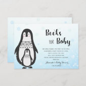 ペンギンベビーの本 | 冬の赤ちゃんシャワーカード サンキューカード (正面/裏面)