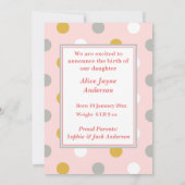 ペンギンベビーガールピンク誕生 案内状 (裏面)