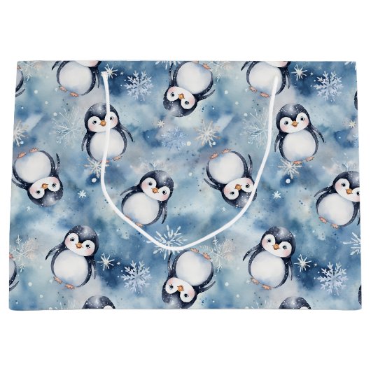 ペンギンベビーシャワー大抱き枕 ラージペーパーバッグ (正面)