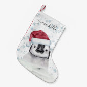 ペンギンベビーモノグラム名スクリプト スモールクリスマスストッキング (正面 (吊り時))