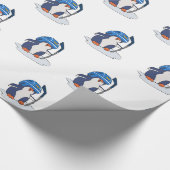 ペンギンホッケー選手|背景色を選択 ラッピングペーパー (角)