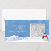 ペンギンホリデーフォトカードで雪降り シーズンカード (正面/裏面)