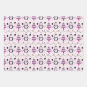 ペンギンホリデーライトクリスマスツリークリスマス ラッピングペーパーシート (正面3)