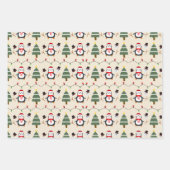 ペンギンホリデーライトクリスマスツリークリスマス ラッピングペーパーシート (正面2)