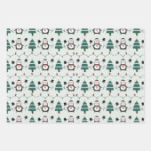 ペンギンホリデーライトクリスマスツリークリスマス ラッピングペーパーシート (正面)