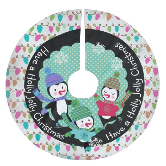 ペンギンホリーすてきクリスマスホリデーツリースカート ブラッシュドポリエステルツリースカート (正面)