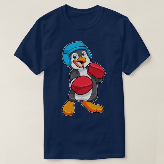 ペンギンボクシングとボクシング手袋ヘルメット Tシャツ (デザイン正面)