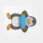 ペンギンボクシングとボクシング手袋 フリースブランケット (正面(横))