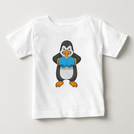 ペンギンボクシングとボクシング手袋 ベビーTシャツ (正面)