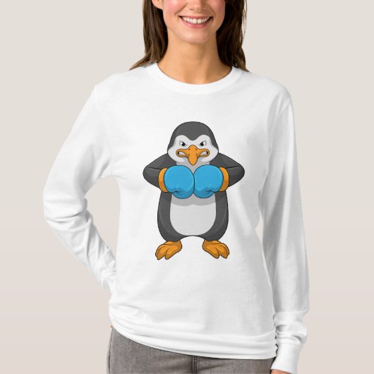 ペンギンボクシングとボクシング手袋 Tシャツ (正面)