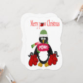 ペンギンボクシングポウクリスマスフラットグリーティングカード カード (正面/裏面インサイチュ)