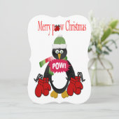 ペンギンボクシングポウクリスマスフラットグリーティングカード カード (スタンド正面)