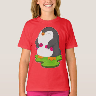 ペンギンボディビルダーダンベルズボディビル Tシャツ