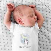 ペンギンムーンウォーターカラーベビーボディスーツ ベビーボディスーツ