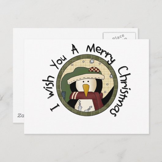 ペンギンメリークリスマスTシャツとギフト シーズンポストカード (正面/裏面)