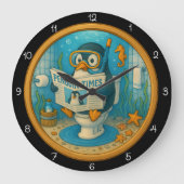 ペンギンユーモアのあるバスルーム時計 ラージ壁時計 (正面)