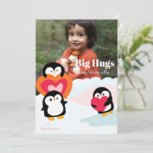 ペンギンラブハグ子供写真グリーティングカード シーズンカード (スタンド正面)