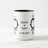 ペンギンラブ名前をカスタムする&日付マグカップ マグカップ (中央)
