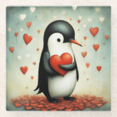 ペンギンラブ1 ガラスコースター (正面)