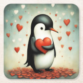 ペンギンラブ1 スクエアペーパーコースター (正面)