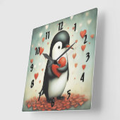 ペンギンラブ1 スクエア壁時計 (傾斜)