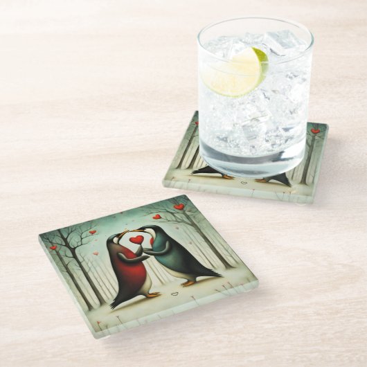 ペンギンラブ2 ガラスコースター (アングル)